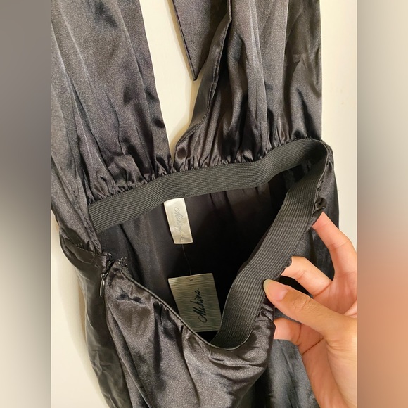 Satin Halter Tie Back Dress Mahina Black - Picture 14 of 15